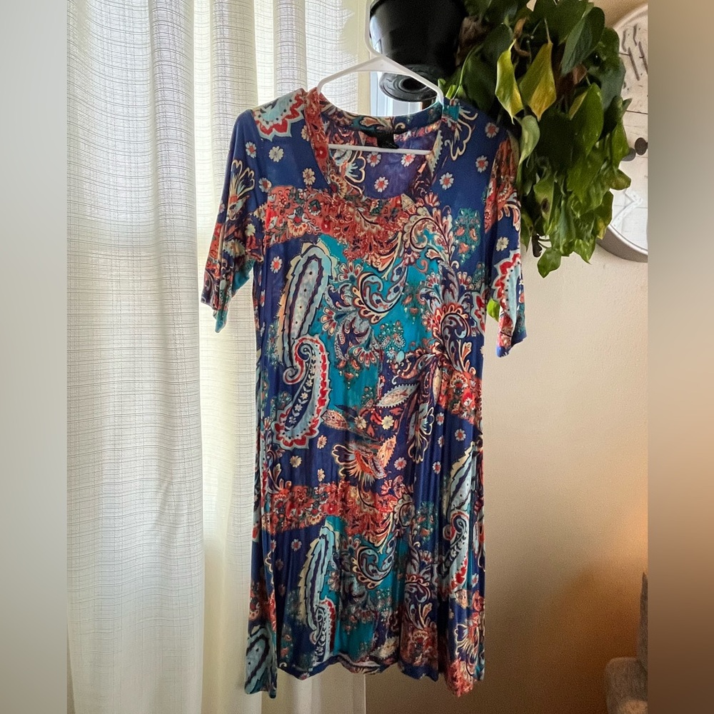 Paisley Design Shirt Sleeve Dress